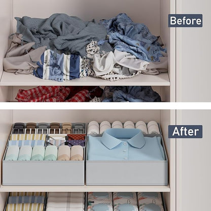 DIMJ Drawer Organizer Clothes Storage - 18 Pack Baby Dresser Organizer for Nursery, Foldable Closet Drawer Organizer Bins for Bedroom Organization, Fabric Storage Dividers for Socks, Underwears, Bras - Image 6