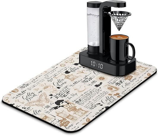Coffee Mat 23inx15in,Coffee Bar Mat for Countertops,Absorbent Hide Stain Anti-Slip Coffee Bar Accessories Fit Under Coffee Machine Mat,dish drying mats for kitchen