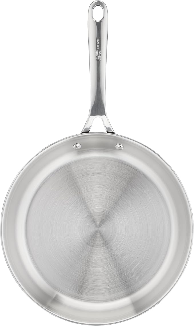 T-Fal x Jamie Oliver Stainless Steel Fry Pan 9.5-Inch, Induction Compatible, Oven Safe up to 500°F, Chef's Stainless Steel Skillet, Frying Pan, Silver - Image 2