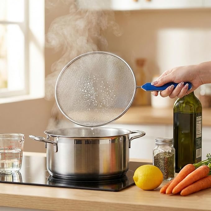 8.3 Inch Grease Splatter Guard for Frying Pan, Stainless Steel Grease Screen with Grip Handle, Ultra Fine Mesh Prevents Oil Splatters for Frying Pan - Image 6