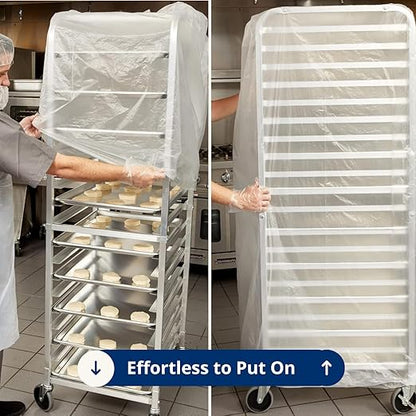 FSE Disposable Commercial Grade Sheet Pan/Bun Pan Rack Covers, 20.25" W x 26" D x 69" H, Clear, 50 Count - Image 7