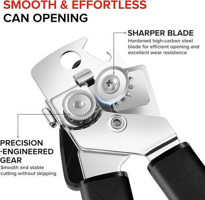 MARSWELL Manual Can Opener with Comfy Grip, Easy Turn Knob & Magnetic Lid Lifter, Smooth Cutting Hand Held Can Opener for Seniors, Arthritis & Weak Hands, Heavy Duty Kitchen Tool, Black - Image 2