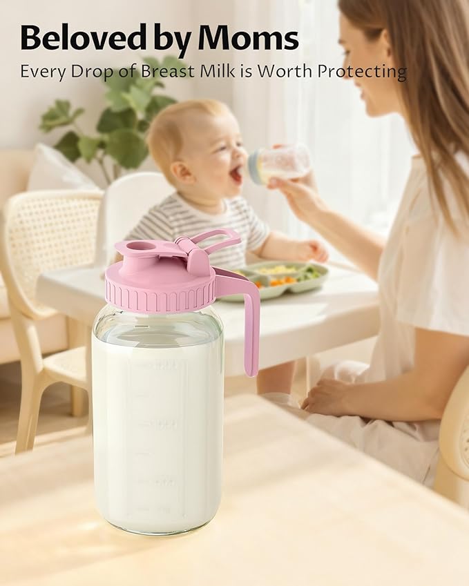 64oz Glass Breast Milk Pitcher with Lid – Leak-Proof & Airtight Formula Breastmilk Pitcher, 1/2 Gallon Storage Container for Breastmilk, Formula, and Milk - Image 7
