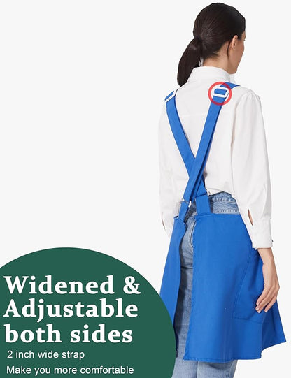 Cozy Adjustable Cross Back Aprons for Women with Pockets Cotton Linen Cooking Kitchen Baking
