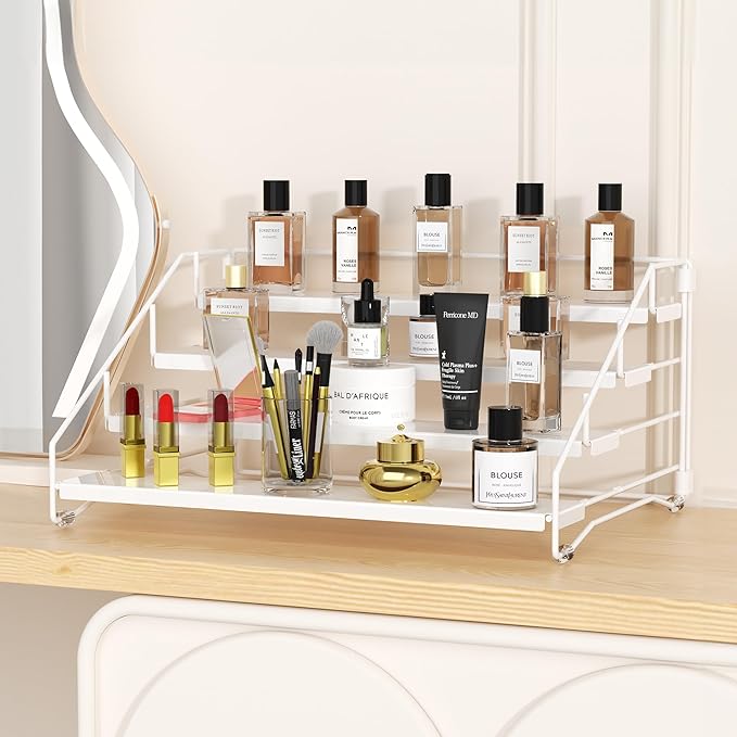 BOIVSHI Tiered Spice Rack, 4 Tier Spice Shelf Organizer for Cabinet, Spice Rack Organizer, Depth Adjustable Seasoning Rack Organizer for Cabinet, Countertop, Pantry, Metal, White (1 Pack) - Image 8
