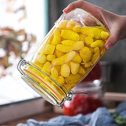 Glass Jars 32oz,Airtight Glass Food Storage Jar with Clamp Lid,1000ml Rounded Airtight Canister with Leak Proof Rubber Gasket,Clear Glass Kitchen Jars for Dry Food,Cereal,Beans,6 Pack - Image 6