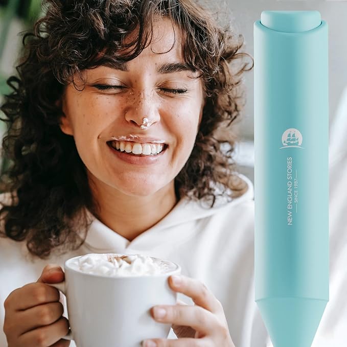 Powerful Milk Frother Handheld Foam Maker, Mini Whisk Drink Mixer for Coffee, Cappuccino, Latte, Matcha, Hot Chocolate, NO Stand, Aqua - Image 6