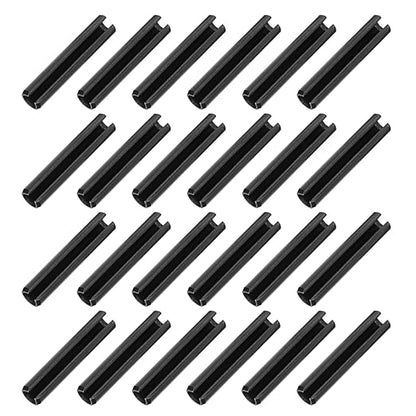 MECCANIXITY 25Pcs Slotted Split Roll Pins 3/10 Inch(8mm) Dia. 1-3/5 Inch(40mm) Length 65Mn Steel Spring Tension Expansion Dowels for Secure Fastening, Black