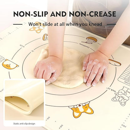 Ourokhome Silicone Baking Mat Sheet and Pastry Dough Cutter, 0.5 Inch Thick 32" X 24" BPA free Silicone Rolling Mat, Non-Stick and Anti-Slip, Dishwasher Safe (Beige) - Image 4