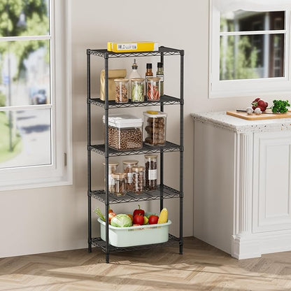 SINGAYE 5 Tier Storage Shelves Wire Shelving Unit Shelve Metal Kitchen Laundry Room Organization Home Pantry Closet Bathroom Organizers Garage Rack Estantes para Cocina 14" D x 24" W x 59.5" H Black - Image 8