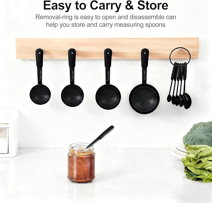 Bopei Measuring Cups and Spoons Set, Titanium-Plated Matte Black Stainless Steel 10 Piece for Cooking and Baking (5 Cups + 5 Spoons All Black) - Image 5