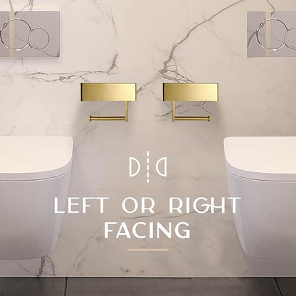 Day Moon™ - Toilet Paper Holder with Shelf - Modern Roll Holder for Bathroom - 1 Pack - Wall Mount - with Storage, Gold - Image 8