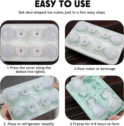 4 Cavities 3D Cat Ice Cube Molds, Black Silicone Ice Cube Tray with Lid, Cute Cat Shape Ice Mold, Large Ice Cube Tray, Food Grade Reusable Ice Trays for Whiskey, Cocktails, Homemade Cold Drinks