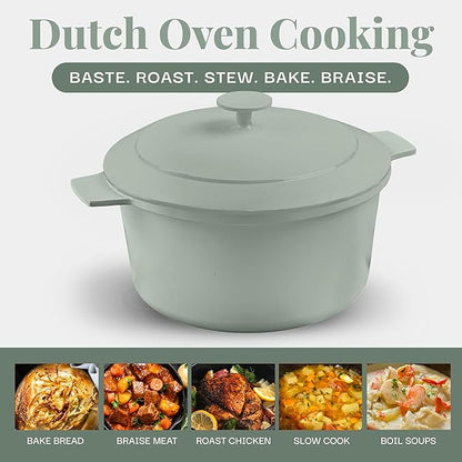 Gotham Steel 5 Qt Dutch Oven Pot with Lid, Nonstick Ceramic Dutch Oven Stock Pot, 10 in 1 Cooking Pot & Dutch Oven for Bread Baking, Stovetop Oven & Dishwasher Safe, Sage Green - Image 8