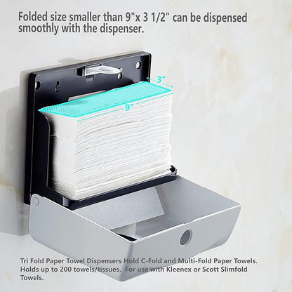 Folded Paper Towel Dispenser Wall: Modunful Compact ABS Dispenser with Clear Window - Holds 200 C-Fold & Multi-Fold Towels for Home Bathroom Kitchen - Image 5