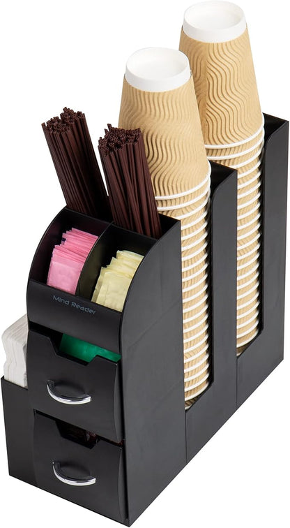 Mind Reader Cup and Condiment Station, Countertop Organizer, Coffee Bar, Kitchen, Stirrers, 5.35" W x 11.25" L x 11.15" H, Black (Pack of 8) - Image 3