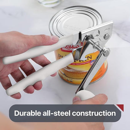 Commercial Can Opener, UHIYEE Hand Crank Can Opener Manual Heavy Duty with Comfortable Extra-long Handles, Oversized Knob, Large Handheld Can Open Easy for Big Cans, White - Image 6