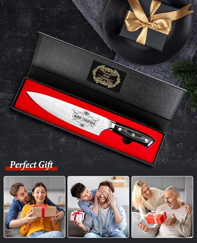 MOSFiATA Gifts for Him Her Men Women Husband, Christmas Xmas Stocking Stuffers, Birthday Gifts ideas for Him Her, 8 inch Pro German Chef Knife, Kitchen Knife Gift Set - Image 6