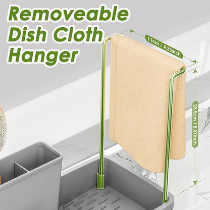 Ewaiira Stainless Steel Sink Caddy, Sponge Holder for Kitchen Sink with Brush Holder Dishcloth Rack, Rustproof Sink Organizer Countertop, Soap Dispenser Kitchen Organizers Storage Essentials, Gray9.8″ - Image 7