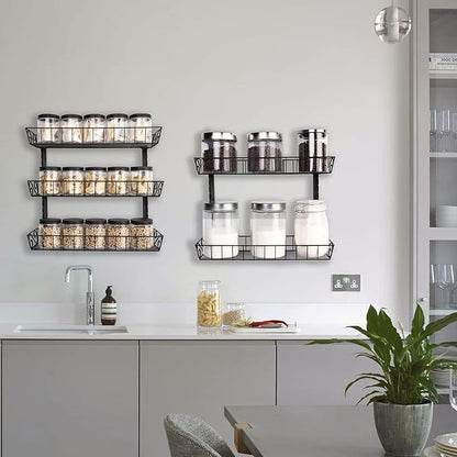 SWOMMOLY Adjustable Wall Mount Spice Rack, 9-Tier Dual-use (Multi-use) Organizer, Black - Image 4