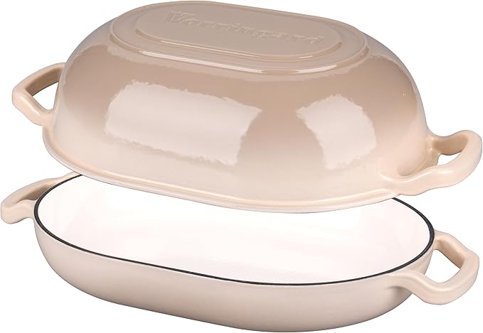 VORRINGARD Enameled Cast Iron Sourdough Bread Oven, Dutch Oven, Loaf Cast Iron Bread Pan for Homemade Bread Baking, Meatloaf Pan with Lid, 5QT, Latte - Image 6