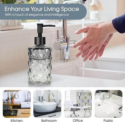 Topsky Glass Soap Dispenser with Plastic Pump, 330ml Liquid Hand Soap Dispenser, Rustproof Pump for Kitchen & Bathroom, Great for Lotions, Essential Oil, Liquid Soaps,Gradient Black - Image 5