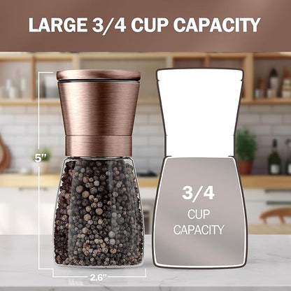 Home EC Original Copper Salt and Pepper Grinder Set of 2 - Adjustable Ceramic Grinder - Glass Salt and Pepper Shakers With Funnel and Ebook - Kitchen Spice Mill - Copper Kitchen Accessories - Image 4
