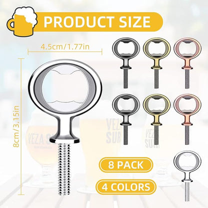 Metal Bottle Opener Insert Kits 8 Pack Blank Stainless Steel DIY Hardware Flat Bottle Opener Inserts for Wood Turning Kits (Mix Color)