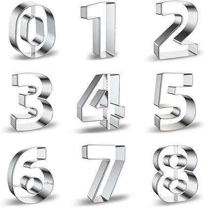 ZADE Number Cookie Cutters 9 Pcs, 4 Inch Stainless Steel Number Cookie Cutters Set, Numbers 0-8 (6 Reverses to 9) Cookie Fondant Dough Kitchen Baking for Birthday Holiday Family Party