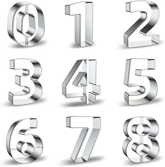 ZADE Number Cookie Cutters 9 Pcs, 4 Inch Stainless Steel Number Cookie Cutters Set, Numbers 0-8 (6 Reverses to 9) Cookie Fondant Dough Kitchen Baking for Birthday Holiday Family Party