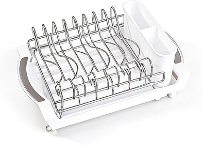 Dish Drying Rack Compact Expandable - A Space-Saving, Stainless Steel, Rust-Resistant Dish Drainer for Kitchen and Apartment Countertops/Sink Cabinets, Extendable from 11.42 to 19.9 inches (White) - Image 6