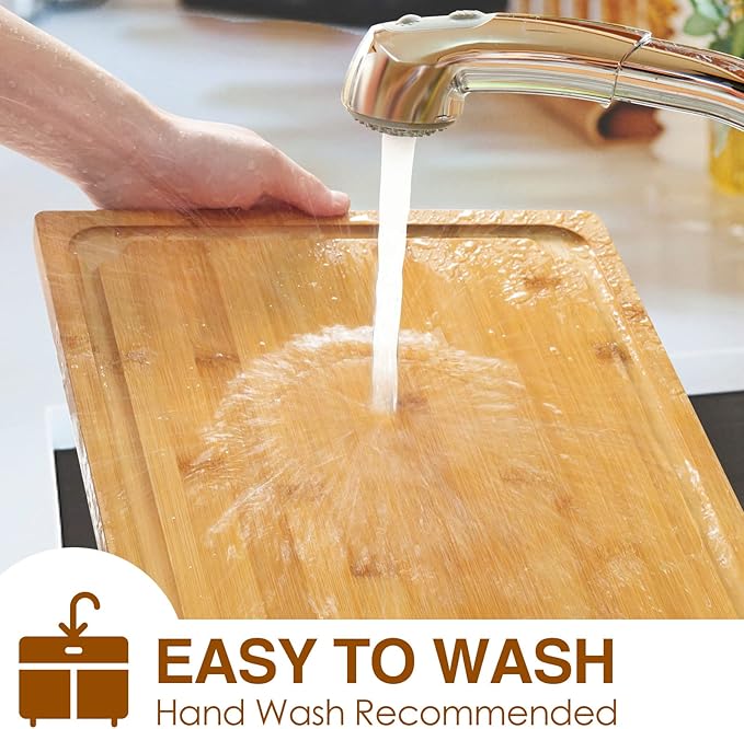 2XLarge Cutting Board, 20" Bamboo Cutting Boards for Kitchen with Juice Groove and Handles Kitchen Chopping Board for Meat Cheese board Heavy Duty Serving Tray, 2XL, Empune - Image 6