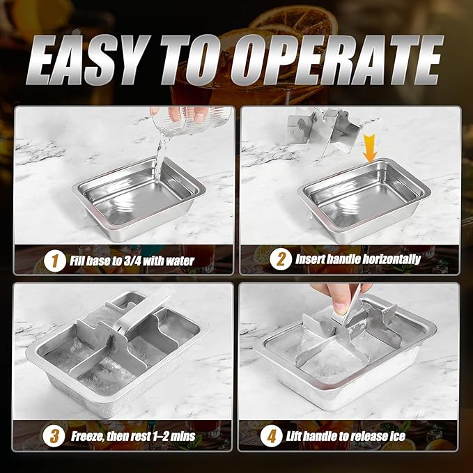 Ice Cube Trays, 2 Pack Large 6-cube Stainless Steel Ice Cube Trays with Easy Release Levers – Portable Reusable Metal Ice Maker for Family Bar - Send Goods From Local Warehouse - Image 7