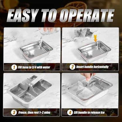 Ice Cube Trays, 2 Pack Large 6-cube Stainless Steel Ice Cube Trays with Easy Release Levers – Portable Reusable Metal Ice Maker for Family Bar - Send Goods From Local Warehouse - Image 7