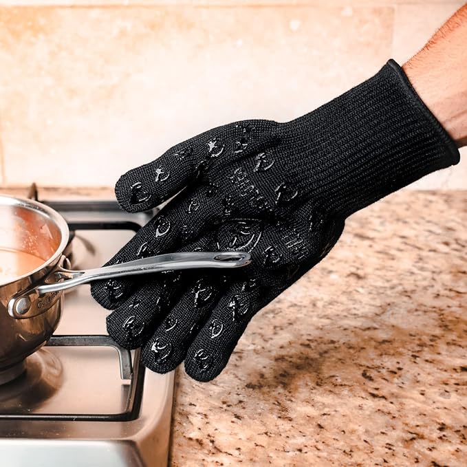 Grill Armor Oven Gloves with Fingers – Extra Long Cuff, 932°F Heat, Fire & Cut Resistant Mitts for BBQ, Grill, Cooking, Grilling, Baking & Smoker - Image 7