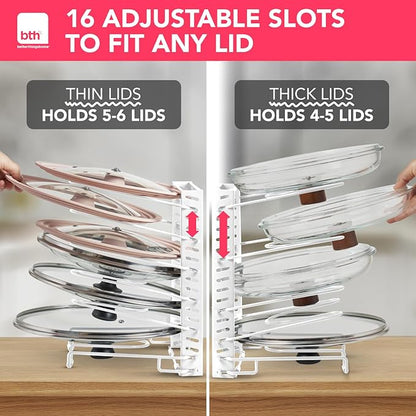 Free-Standing Adjustable Pot Lid Organizer for Cabinet - Kitchen Storage Rack 6 Adjustable Shelves, Pot Lid Holder, Pan and Pot Rack Organizer, Pantry & Inside Cabinet Organizer (13” Clearance) - Image 5