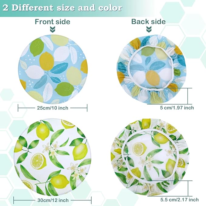 2 Large Reusable Beeswax Bowl Covers for Bread Proofing, 10/12 Inch Elastic Beeswax Wraps Cotton Cloth Sourdough Bowl Covers for Proofing Baskets, Mixer Bowls, Food Storage Containers