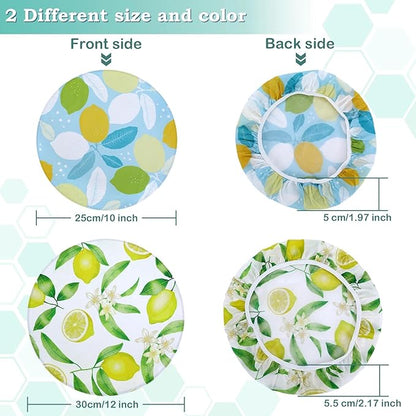 2 Large Reusable Beeswax Bowl Covers for Bread Proofing, 10/12 Inch Elastic Beeswax Wraps Cotton Cloth Sourdough Bowl Covers for Proofing Baskets, Mixer Bowls, Food Storage Containers
