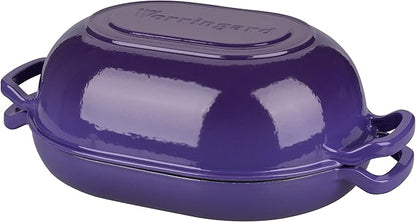 VORRINGARD Enameled Cast Iron Sourdough Bread Oven, Dutch Oven, Loaf Cast Iron Bread Pan for Homemade Bread Baking, Meatloaf Pan with Lid, 7QT, Purple - Image 8