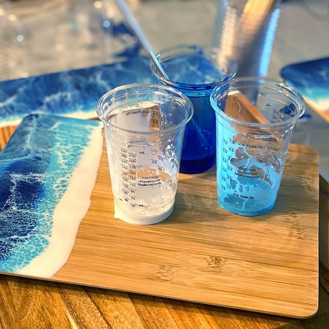 Clear Plastic Measuring Cups, 8oz Graduated Disposable and Reusable Mixing Cups for Resin, Paint, Stain, Cooking, Baking, and Crafts (50 Pack)