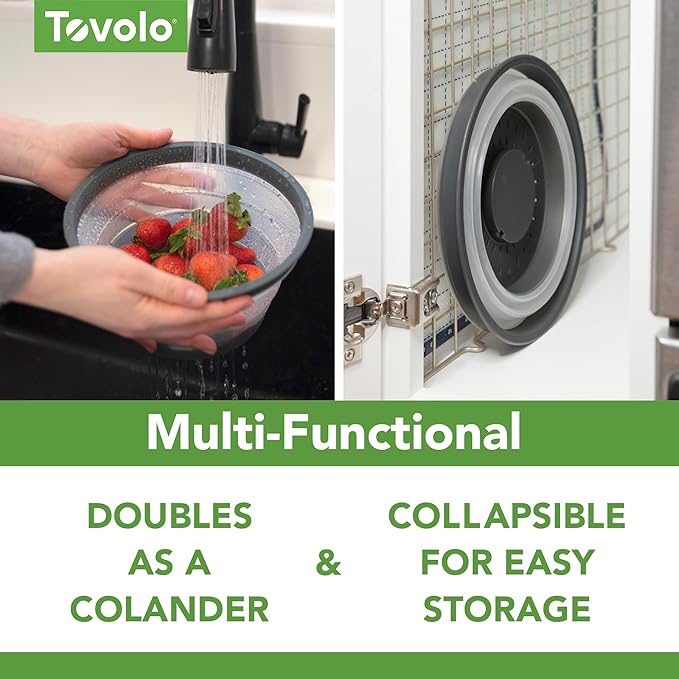 Tovolo Small Collapsible Microwave Cover, Lid for Reheating Food, Meal Prep Kitchen Gadget, No Mess Folding Bowl Cover Kitchen Tool, Charcoal - Image 4