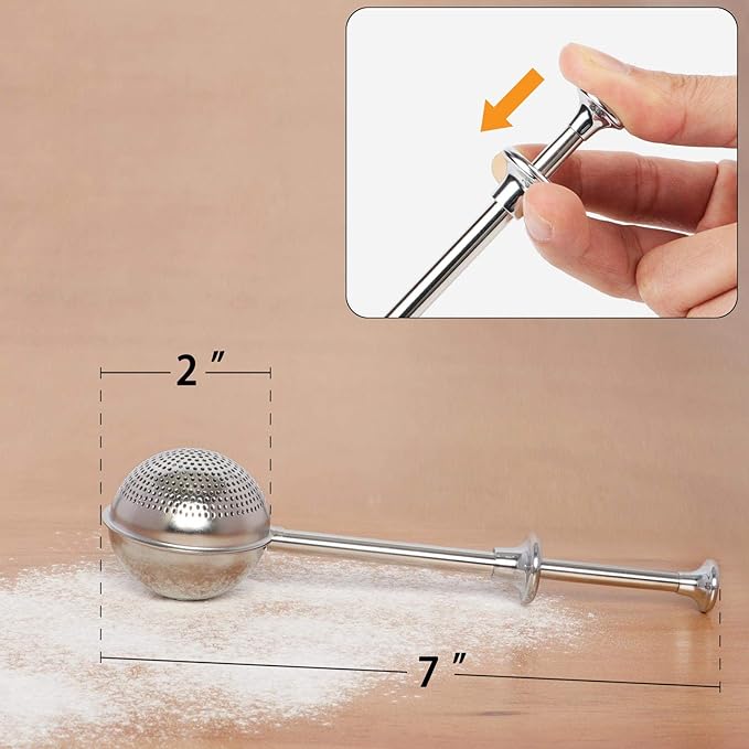 HULISEN Flour Duster for Baking, One-Handed Operation, 304 Stainless Steel Powdered Sugar Shaker Duster, Pick Up and Dust Flour Sifter, Gift Package - Image 7