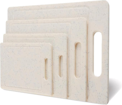 COOK WITH COLOR Non-Slip Cutting Board Set – Kitchen Essentials with Easy Grip Handle for Meat, Veggies, and Fruits, 4 Cutting Boards, White - Image 8