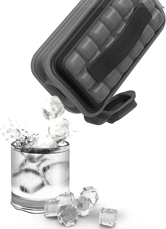 ICEBREAKER POP - 4 IN 1 - DISPENSER - MAKER - BIN - ICE PACK - Make And Serve Ice Without Ever Touching The Ice - The Sanitary Silicone Ice Tray for Freezer With Lid - Ice Cube Tray by ICEBREAKER