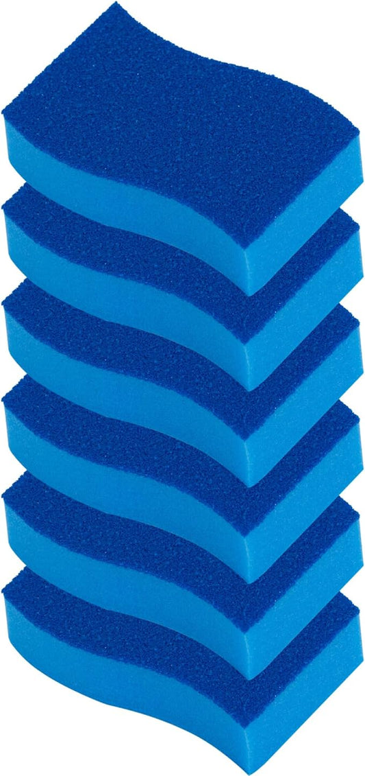 Elitra Essentials Scrubber Sponge, Non-Scratch Hydrophilic Foam Technology - Odor Resistant, Curved Grip, Dual-Sided Foam & Acrylic Grain Surface, Made in USA (Pack of 6) by ELITRAHOME