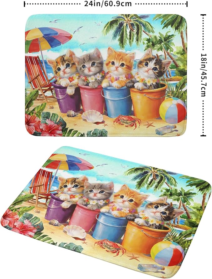 Lovely Cat Dish Drying Mat for Kitchen Counter Holiday Beach Absorbent Coffee Bar Mat 18 X 24 In - Image 2