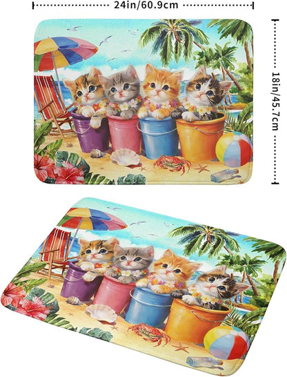 Lovely Cat Dish Drying Mat for Kitchen Counter Holiday Beach Absorbent Coffee Bar Mat 18 X 24 In - Image 2