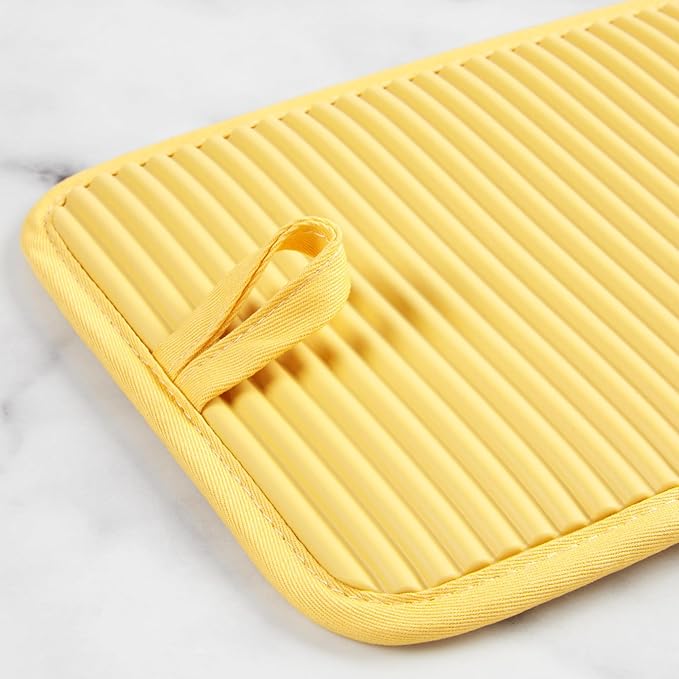 KITCHENAID Ribbed Soft Silicone Pot Holder 2-Pack Set, 2025 Color of the Year, Butter Yellow, 7"x9" - Image 3