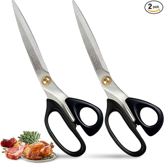 3T Stainless Blade Kitchen Scissors - 10.23in x 2Pack | Korean Barbecue Kalbi Rib Chicken Meat Cutting | Sharp Heavy Duty Multipurpose Kitchen Shears for Cutting Dishwasher Safe (GG130, Black)