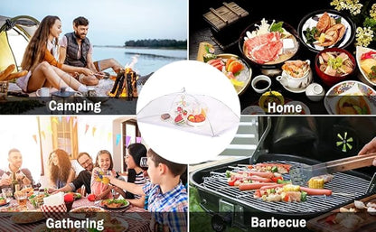 JULBEAR 4 Pcs Extra Large Mesh Food Cover Tent Umbrella Food Screen Covers for Outside Pop-up Mesh Reusable Food Nets for Parties Picnics Outdoor BBQs Collapsible (2 Pcs 40"x24", 2 Pcs 17"x17") - Image 6